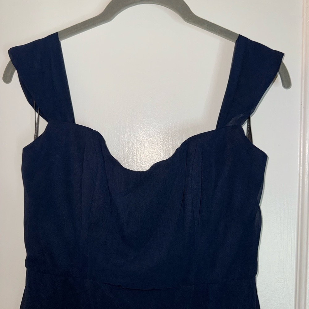 Navy Blue Maxi Dress with Slit - Picture 2 of 4